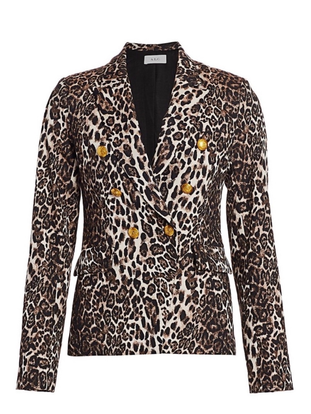 A.L.C. Alton Leopard Double-Breasted Blazer in Brown